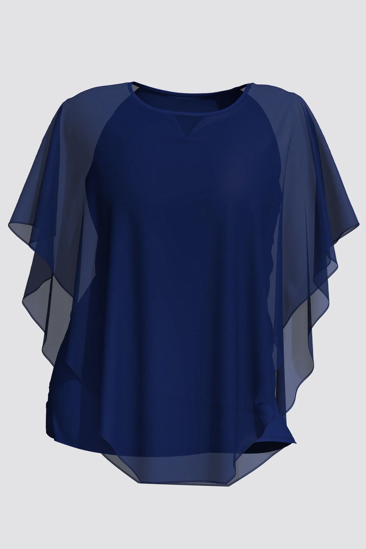 Blusa de gasa de talla grande Top de mujer Jersey suelto con cuello O Camisas de manga murciélago Blusa Ropa de mujer Casual Top de verano 2024