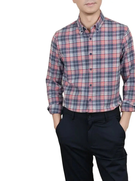 Sobrecamisa de hombre Camisa de manga larga Camisas informales de negocios Utillaje de otoño Lijado delgado Vestido a cuadros Tops de camisa Abrigo