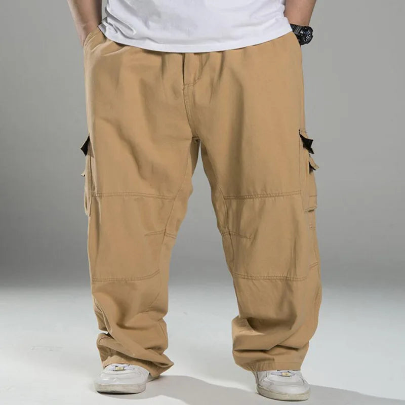 Primavera Invierno Hombres pantalones cargo estilo safari grueso High street wear talla grande 10XL bolsillos pantalones de skate pantalones rectos