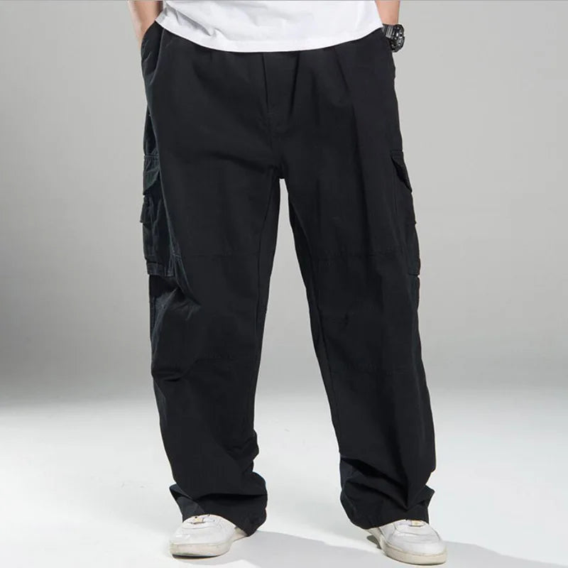 Primavera Invierno Hombres pantalones cargo estilo safari grueso High street wear talla grande 10XL bolsillos pantalones de skate pantalones rectos